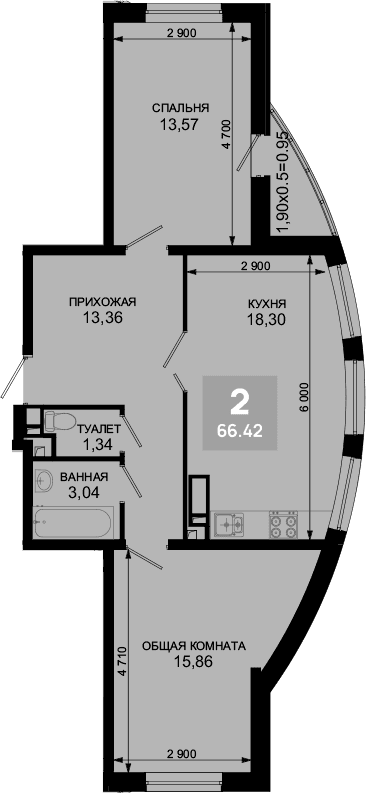 Продается 3-комн. квартира, 65.47 м²