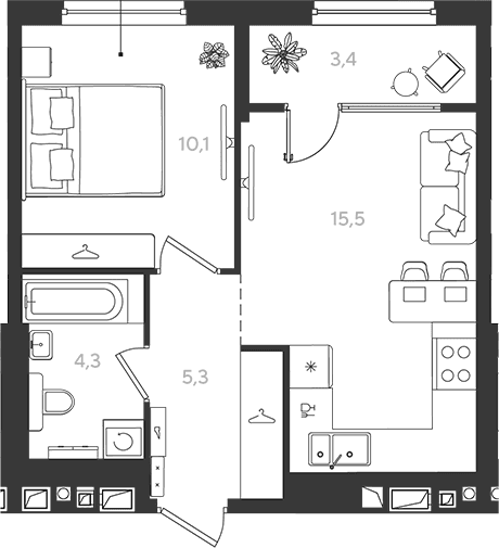 Продается 1-комн. квартира, 35.2 м²