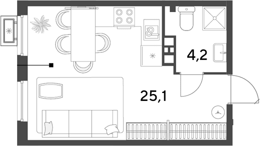 Продается 1-комн. квартира, 29.3 м²