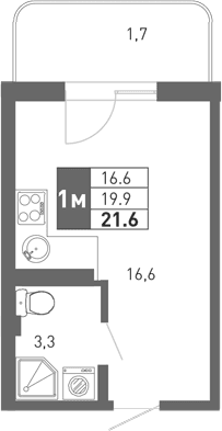 Продается 1-комн. квартира, 18.85 м²