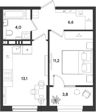 Продается 1-комн. квартира, 34.9 м²
