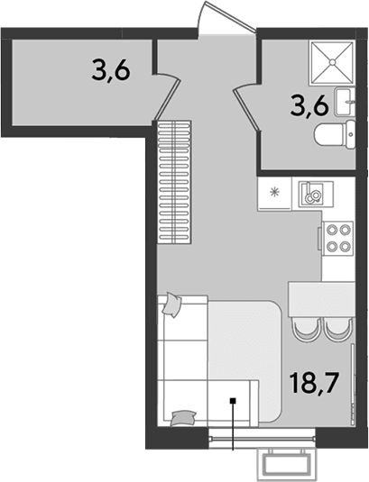 Продается 1-комн. квартира, 25.9 м²