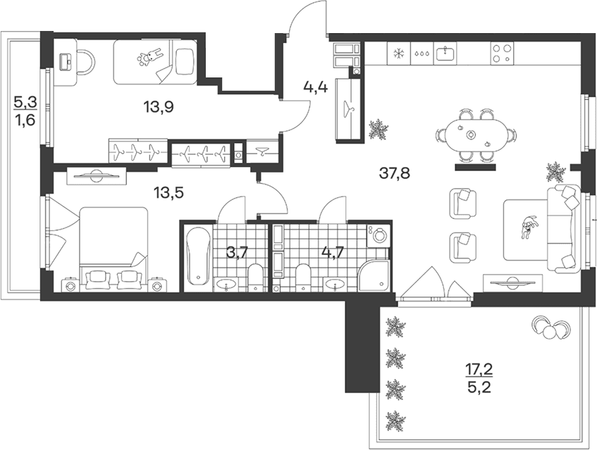 Продается 3-комн. квартира, 78 м²