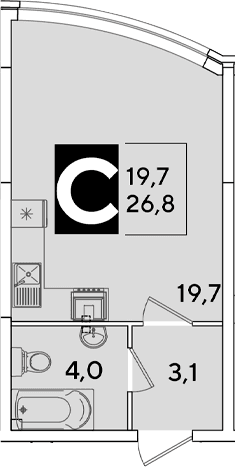 Продается 1-комн. квартира, 26.8 м²