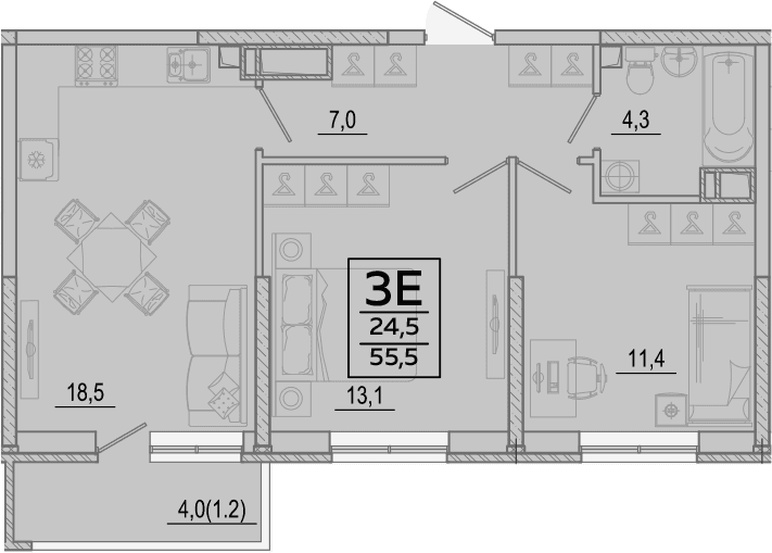 Продается 3-комн. квартира, 54.3 м²