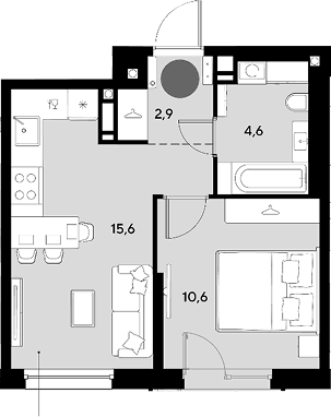 Продается 2-комн. квартира, 33.7 м²