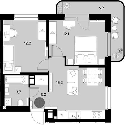 Продается 3-комн. квартира, 46 м²