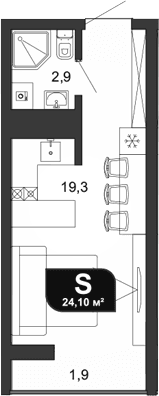 Продается 1-комн. квартира, 22.2 м²