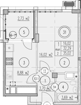 Продается 1-комн. квартира, 32.29 м²