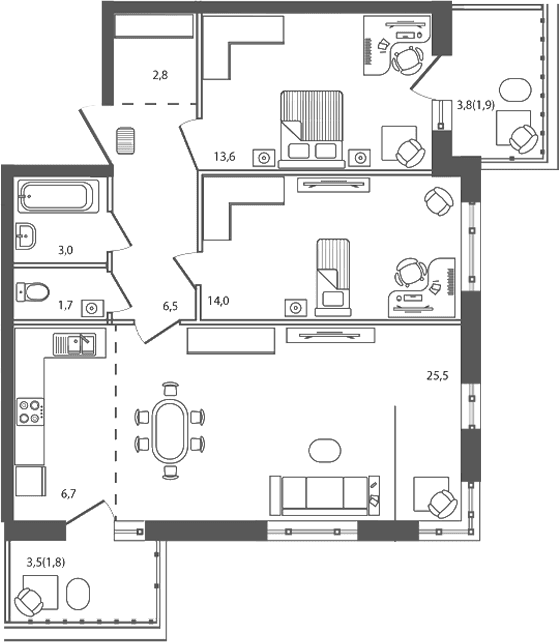Продается 3-комн. квартира, 73.8 м²