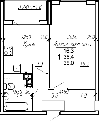 Продается 1-комн. квартира, 36.4 м²