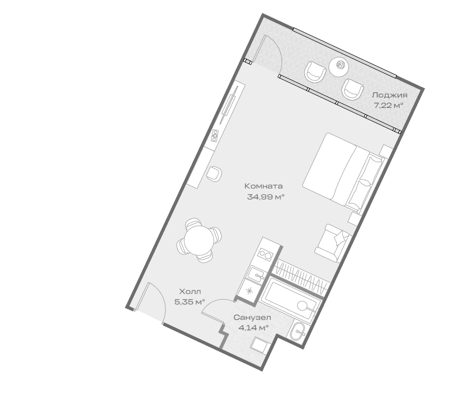 Продается 1-комн. квартира, 44.48 м²