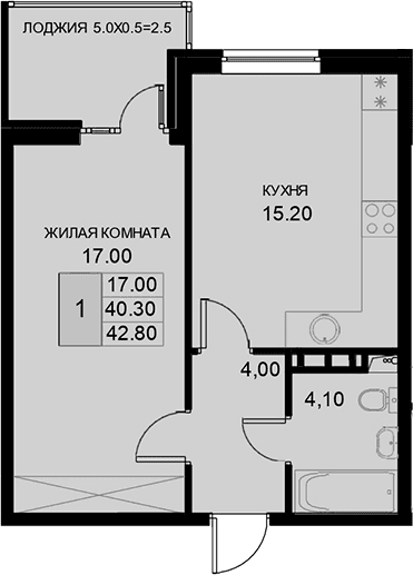 Продается 1-комн. квартира, 40.3 м²