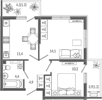 Продается 2-комн. квартира, 45 м²