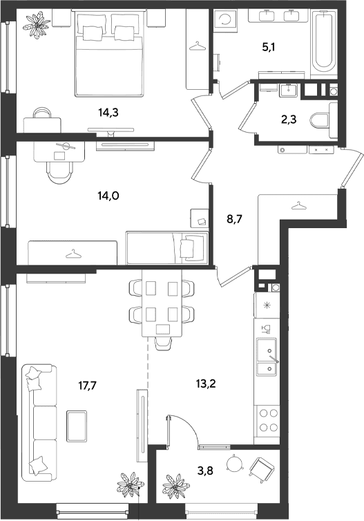 Продается 3-комн. квартира, 75.3 м²