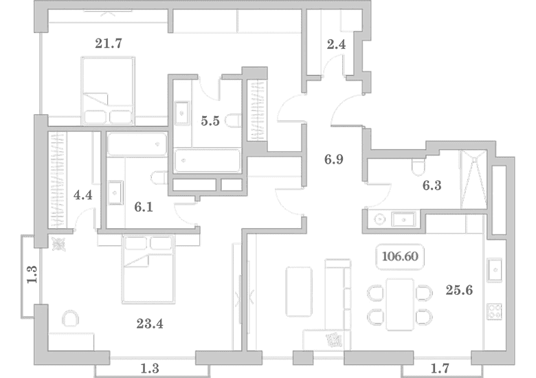 Продается 3-комн. квартира, 102.3 м²