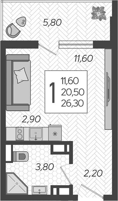 Продается 1-комн. квартира, 20.5 м²