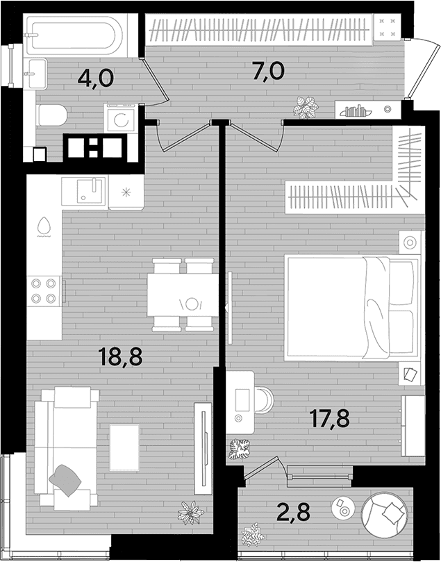 Продается 1-комн. квартира, 47.6 м²