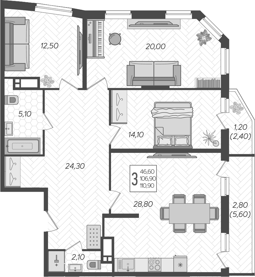 Продается 4-комн. квартира, 109.1 м²