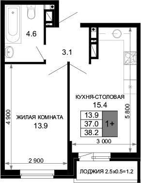 Продается 2-комн. квартира, 37 м²