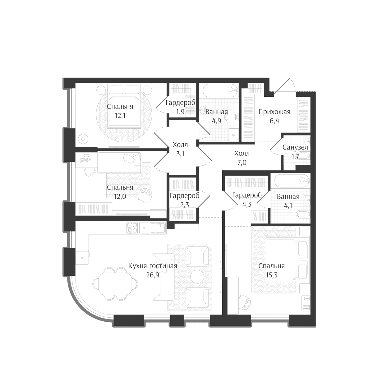 Продается 4-комн. квартира, 102 м²