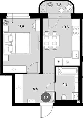 Продается 1-комн. квартира, 32.8 м²