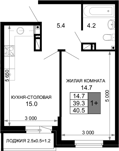 Продается 2-комн. квартира, 39.3 м²