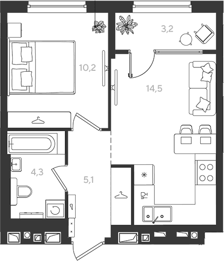 Продается 1-комн. квартира, 34.1 м²