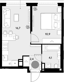 Продается 1-комн. квартира, 34.1 м²