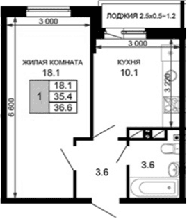 Продается 1-комн. квартира, 35.4 м²