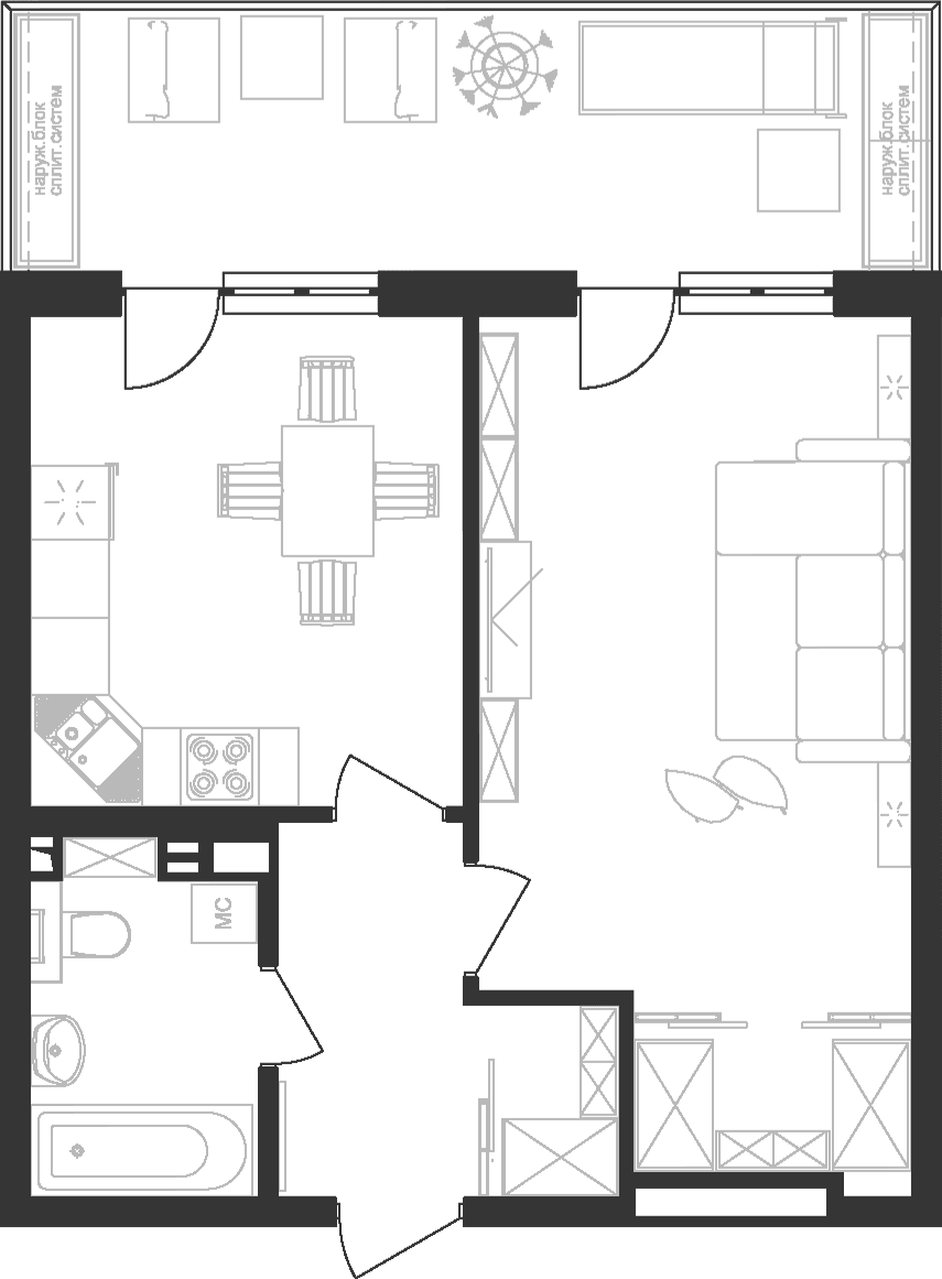 Продается 1-комн. квартира, 43.99 м²