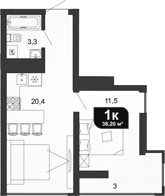Продается 1-комн. квартира, 35.2 м²