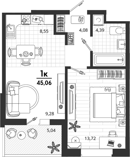 Продается 1-комн. квартира, 40.02 м²