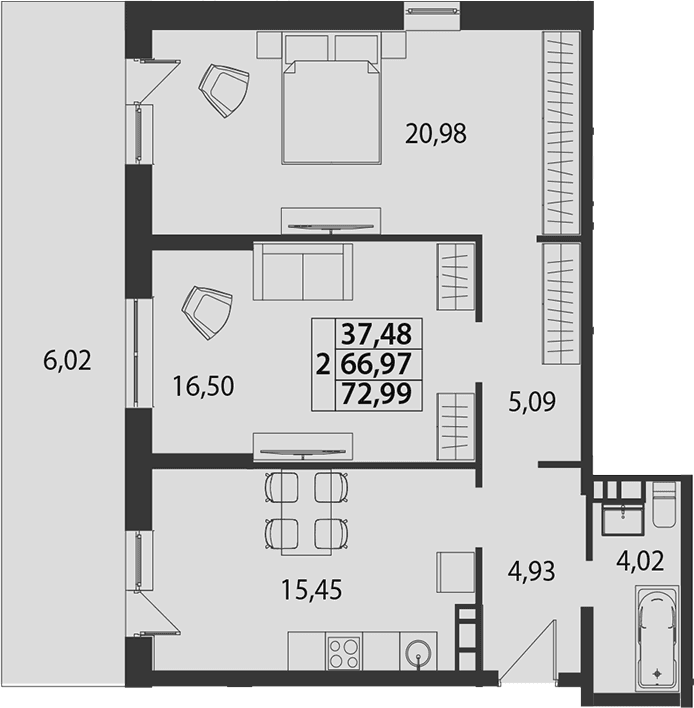 Продается 3-комн. квартира, 66.97 м²