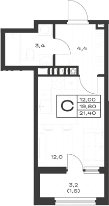 Продается 1-комн. квартира, 19.8 м²