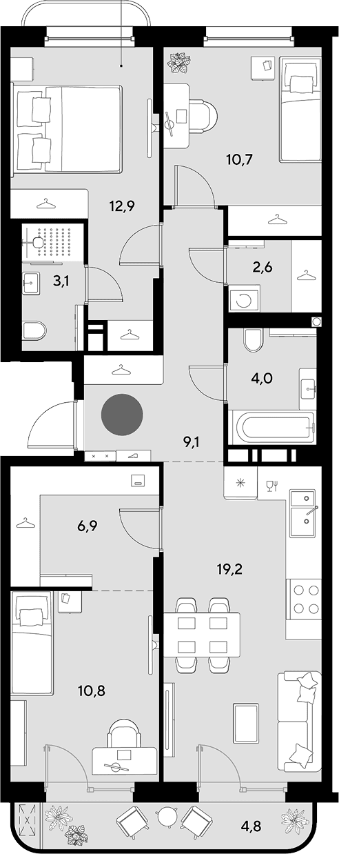 Продается 4-комн. квартира, 79.3 м²