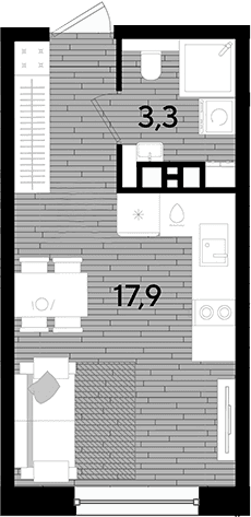 Продается 1-комн. квартира, 21.2 м²