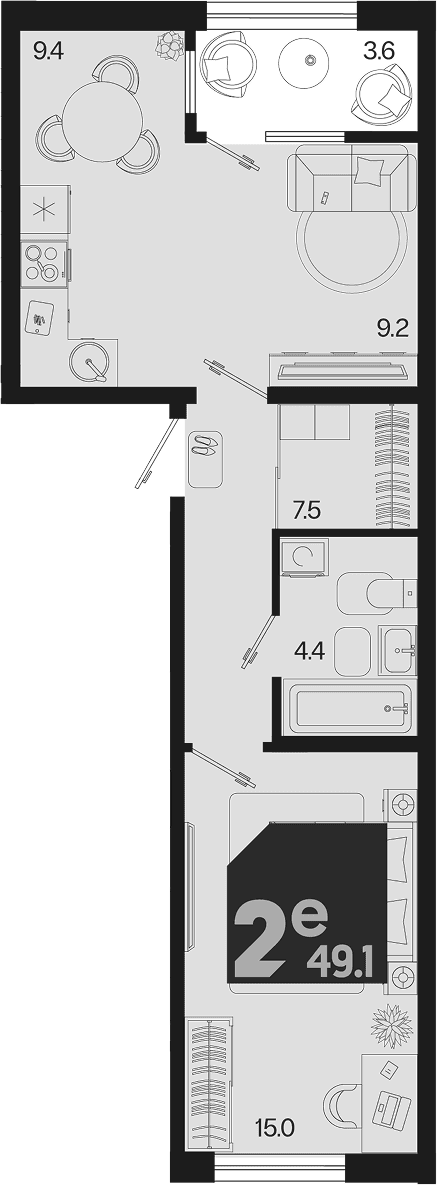Продается 2-комн. квартира, 45.4 м²