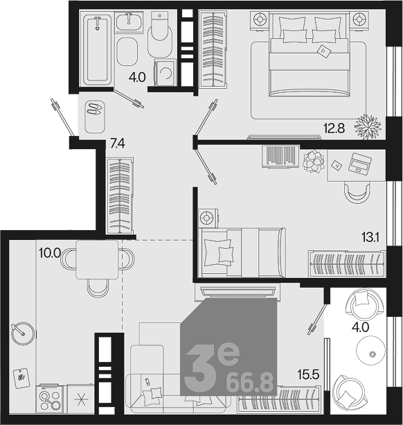 Продается 3-комн. квартира, 62.8 м²