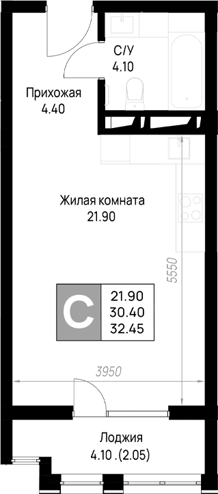 Продается 1-комн. квартира, 30.4 м²