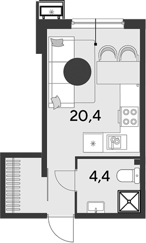 Продается 1-комн. квартира, 24.8 м²