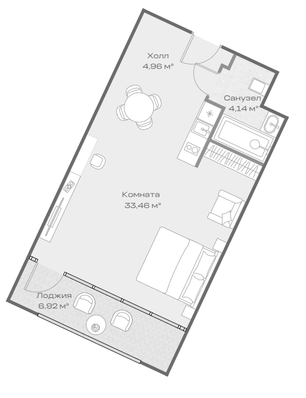 Продается 1-комн. квартира, 42.58 м²