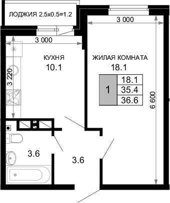 Продается 1-комн. квартира, 35.4 м²