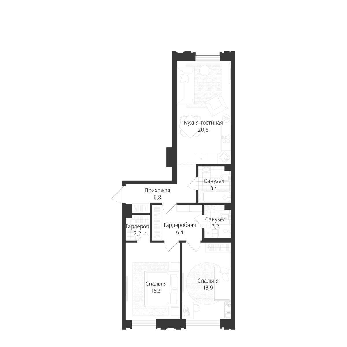 Продается 3-комн. квартира, 72.8 м²