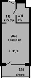 Продается 1-комн. квартира, 30.4 м²