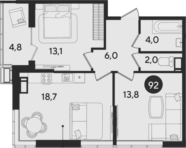 Продается 3-комн. квартира, 57.6 м²