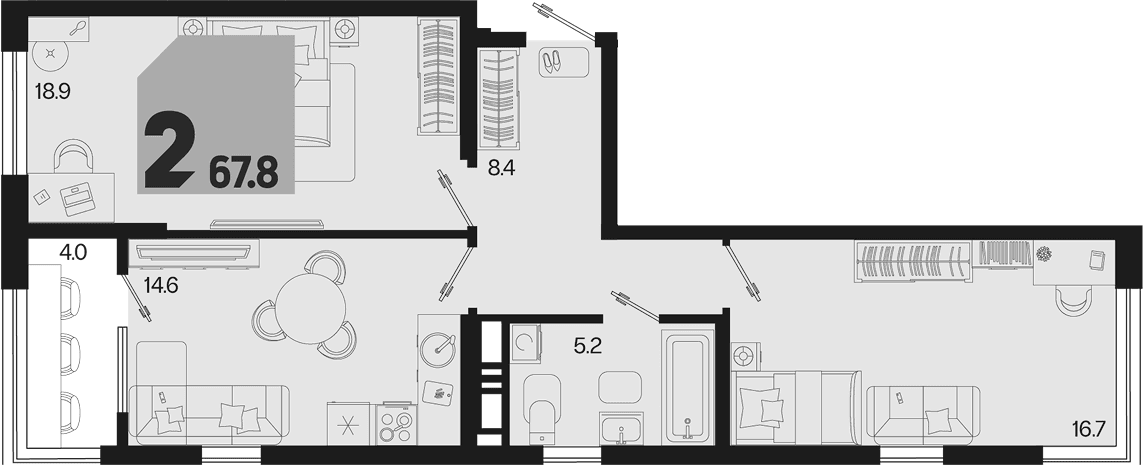 Продается 2-комн. квартира, 63.8 м²