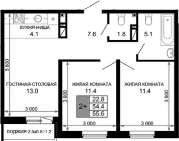 Продается 3-комн. квартира, 54.4 м²