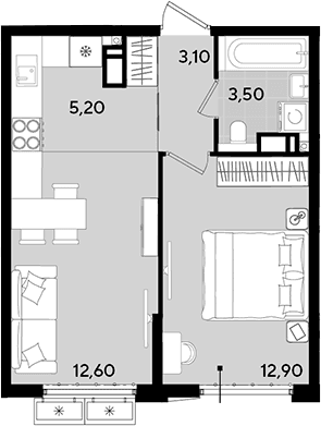 Продается 2-комн. квартира, 37.3 м²