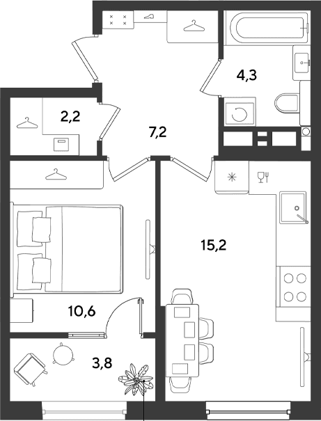 Продается 1-комн. квартира, 39.5 м²